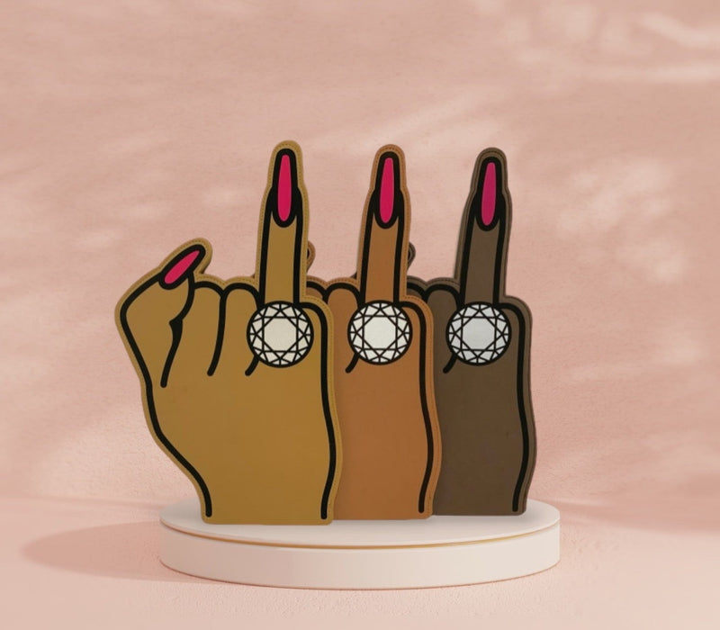 "Put A Ring On It" Foam - Bachelorette Foam Finger All Shades Trio Pack (3)-Bachelorette "Put A Ring On It" Foam Finger-Brown Skin Bride