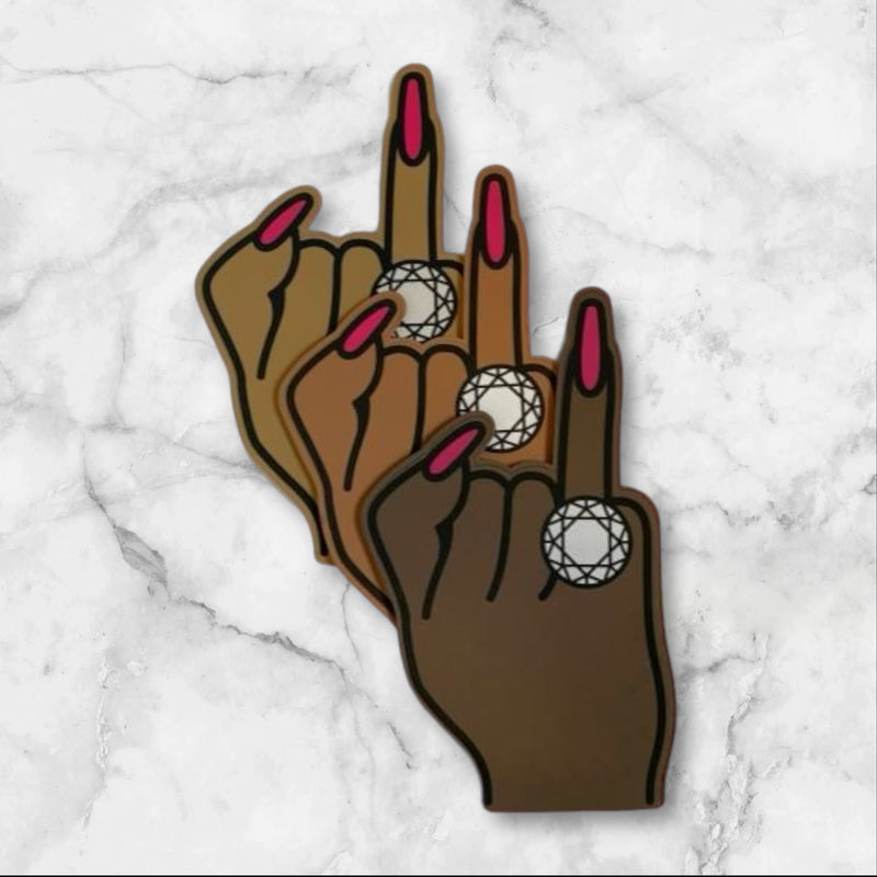 "Put A Ring On It" Foam - Bachelorette Foam Finger All Shades Trio Pack (3)-Bachelorette "Put A Ring On It" Foam Finger-Brown Skin Bride