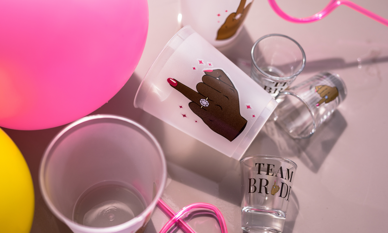 "Pour it Up" Bachelorette Party Cups - Dark Brown (16)-Pour It Up Bachelorette Party Cups-Brown Skin Bride LLC-Brown Skin Bride